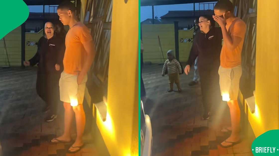 A Grade 12 learner stood with a loved one as he was gifted a car after his matric final examination. A Grade 12 learner stood with a loved one as he was gifted a car after his matric final examination.