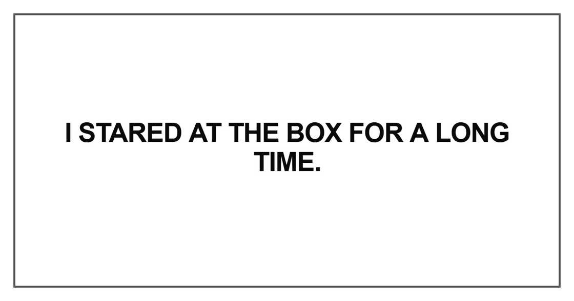 I stared at the box for a long time I stared at the box for a long time