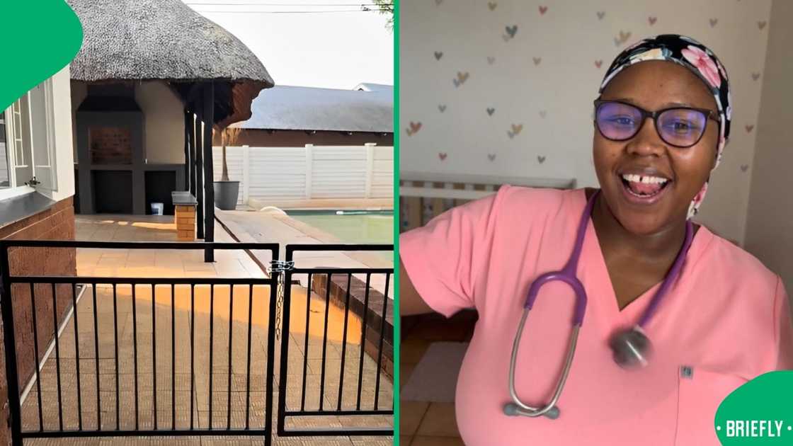 A doctor showed her backyard. A doctor showed her backyard.