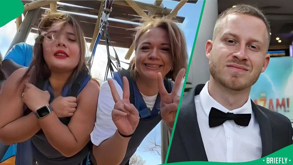 A man shared a video of two women ziplining. A man shared a video of two women ziplining.