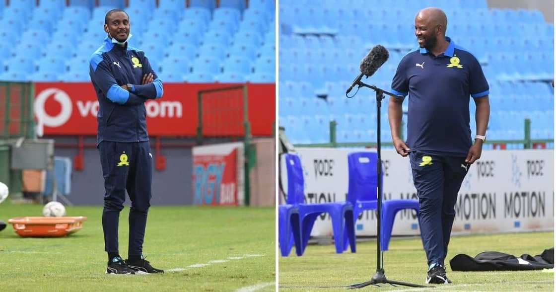 Mamelodi Sundowns coach Manqoba Mngqithi has refused to speak about the Coach of the Season Award. Image: @Masandawana/Twitter