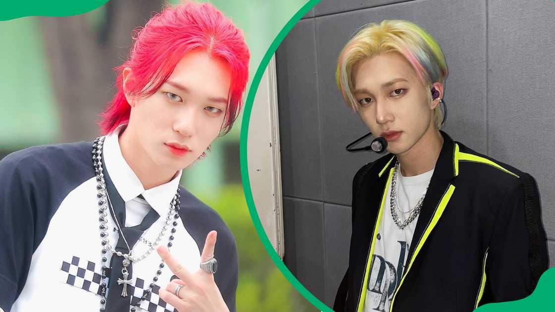 Theo posing with a calm expression (L). The vocalist wearing a black jacket with neon accents (R) Theo posing with a calm expression (L). The vocalist wearing a black jacket with neon accents (R)