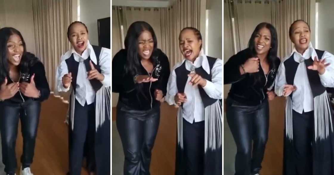 A video of Brenda Mhlongo and Sindi Dlathu singing a gospel song A video of Brenda Mhlongo and Sindi Dlathu singing a gospel song