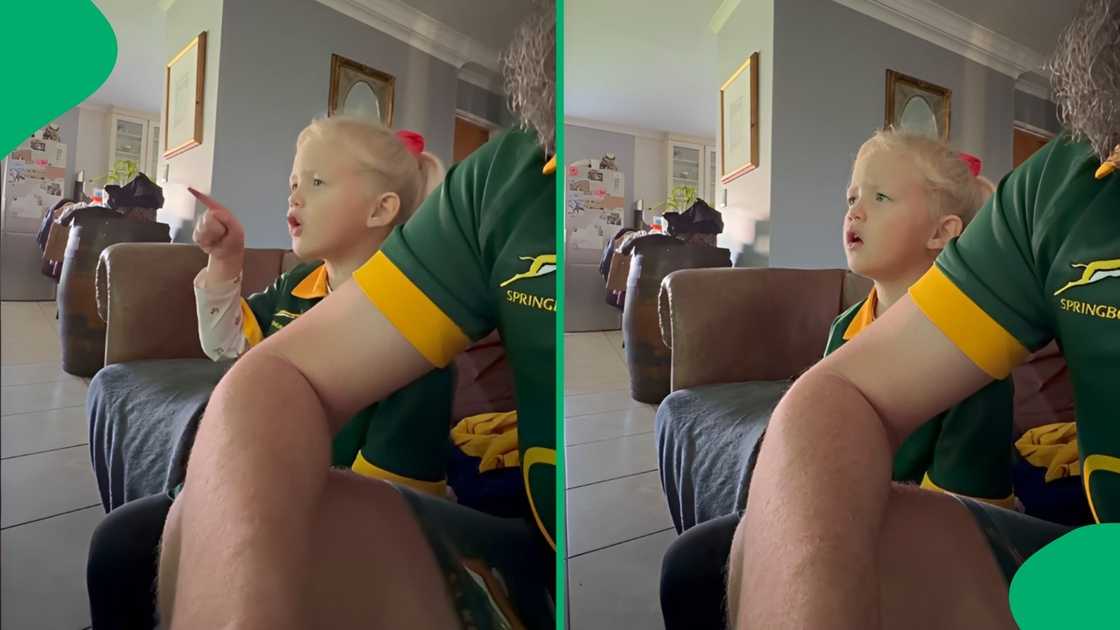 The young girl kept shouting tackle, calling for the Boks to play harder The young girl kept shouting tackle, calling for the Boks to play harder