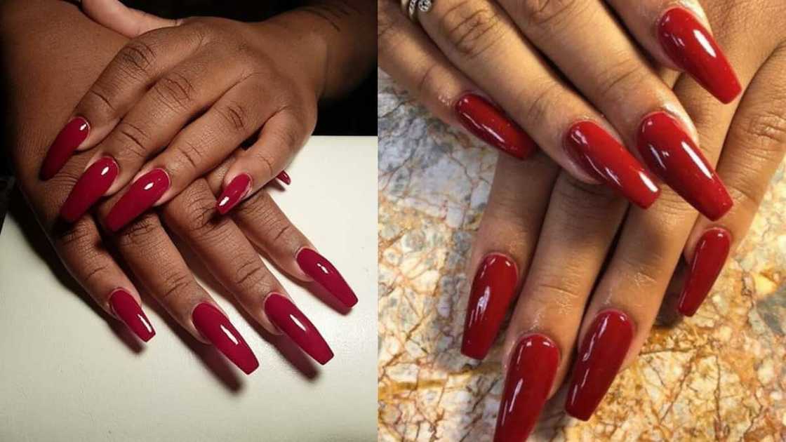 Simple Coffin nails on black skin Simple Coffin nails on black skin