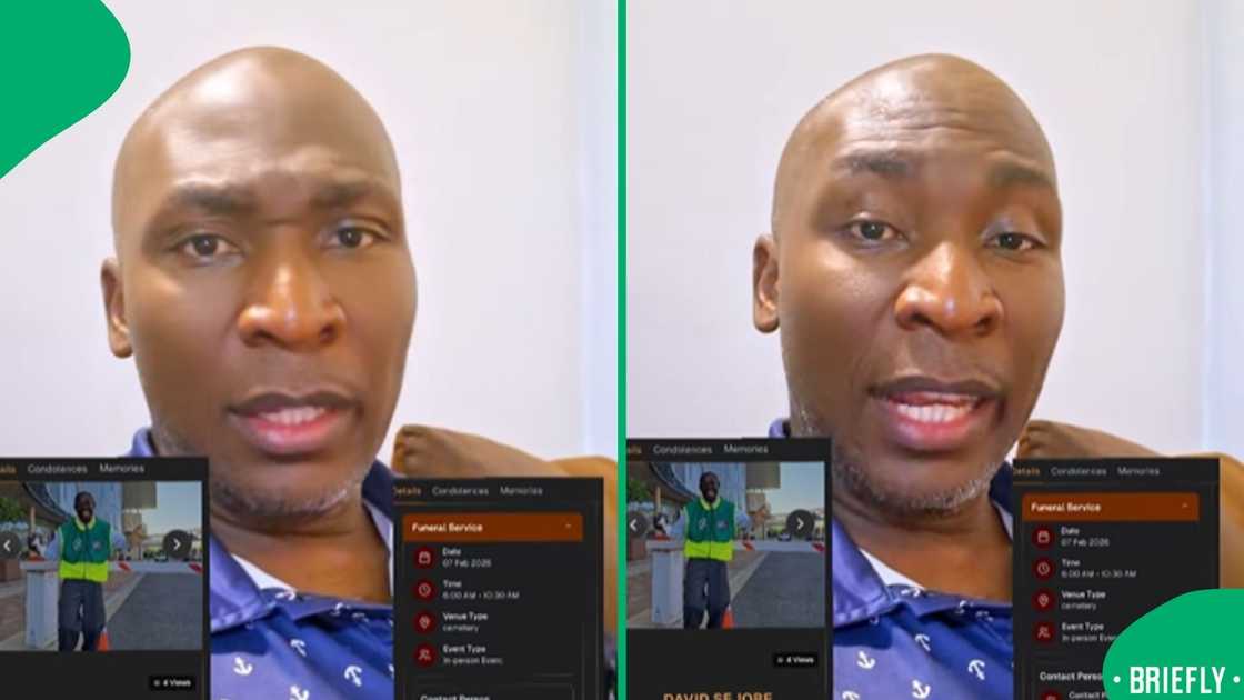 The screenshot on the right showed the cousin and a snap of the late David Sejobe, including when he will be laid to rest