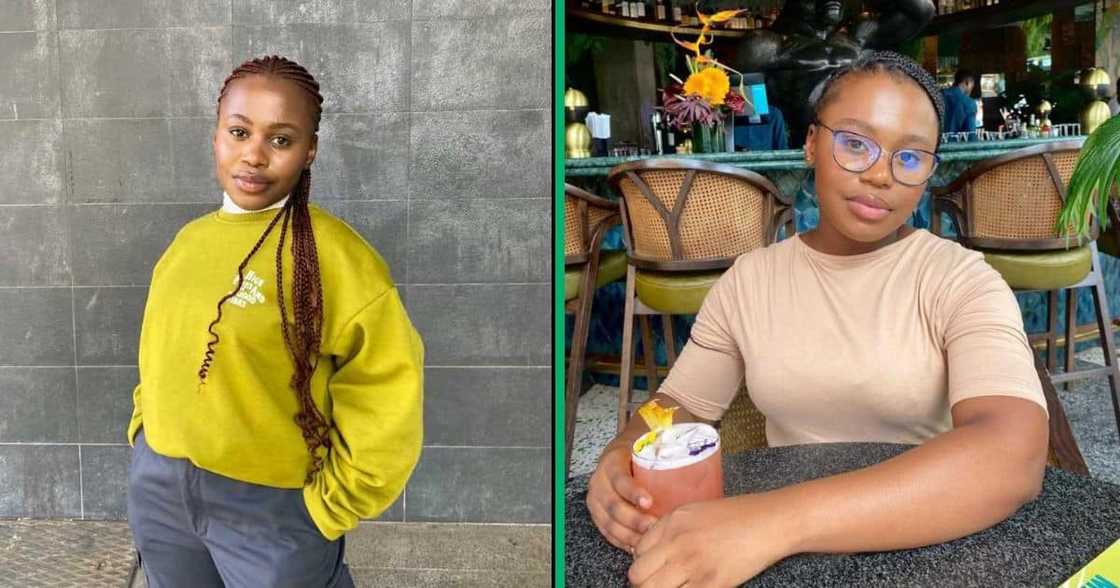 A young lady showed off her first day at her workplace. A young lady showed off her first day at her workplace.