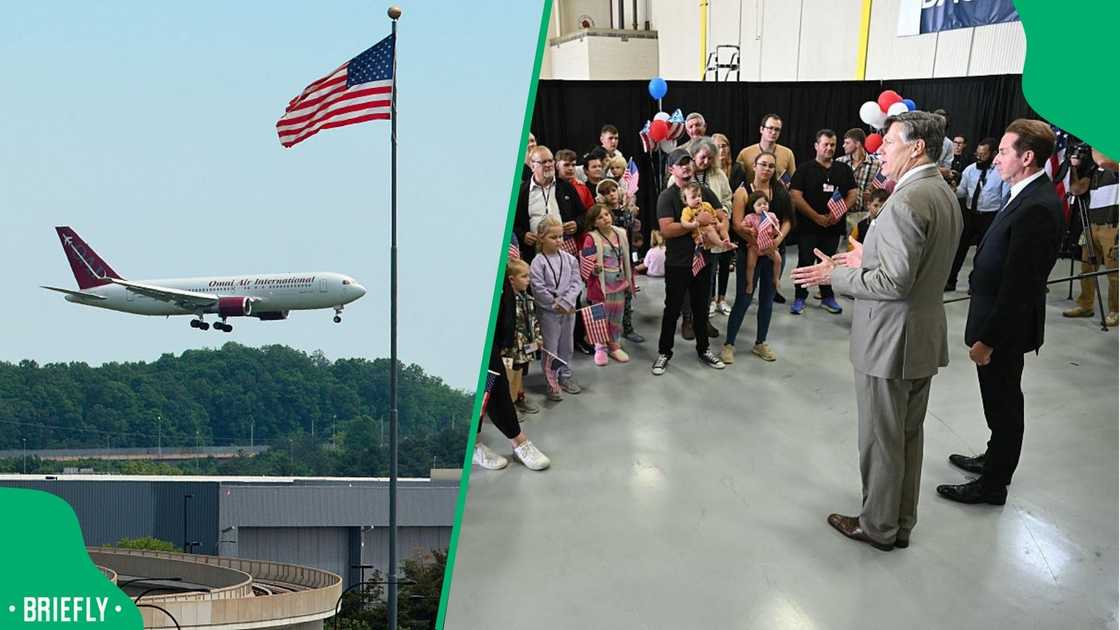 An Omni Air International charter flight carried South Africans to the United States An Omni Air International charter flight carried South Africans to the United States