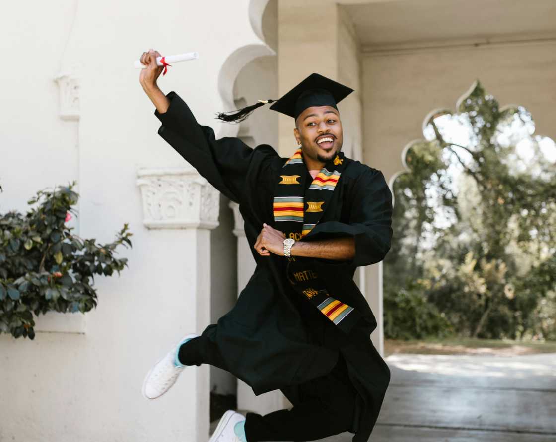 A graduate celebrating