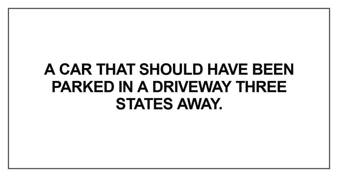 A car that should have been parked in a driveway A car that should have been parked in a driveway