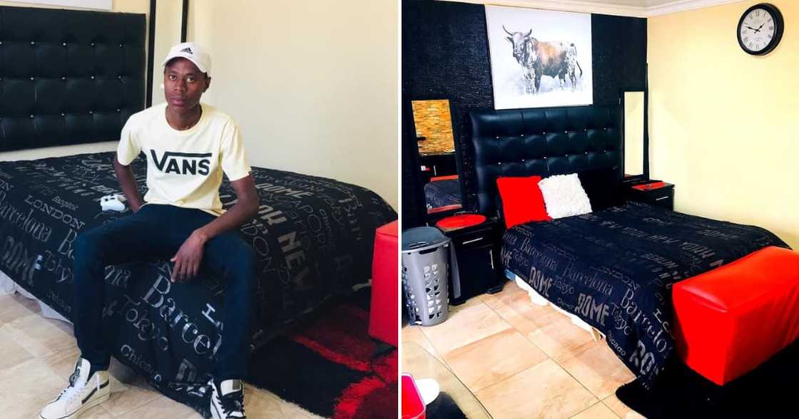 Facebook user Malibongwe Molea in his bedroom