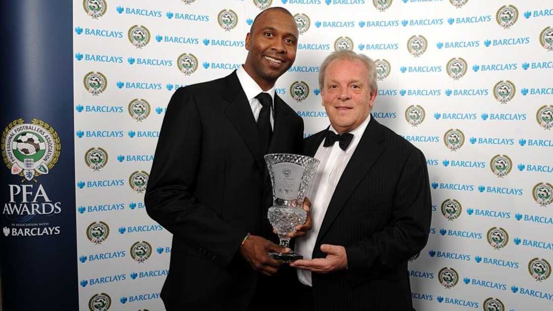 Lucas Radebe (left) with his Special Merit Award 2010 and Gordon Taylor (right) at the PFA Player of the Year Awards 2010. Lucas Radebe (left) with his Special Merit Award 2010 and Gordon Taylor (right) at the PFA Player of the Year Awards 2010.