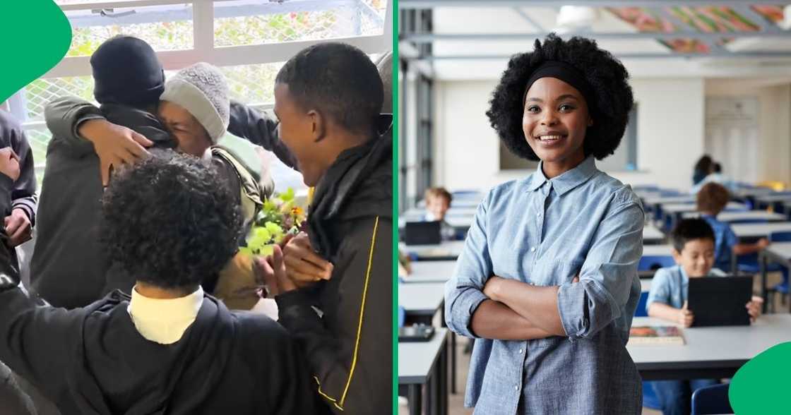 Cape Town pupils and colleagues surprised a beloved teacher. Cape Town pupils and colleagues surprised a beloved teacher.