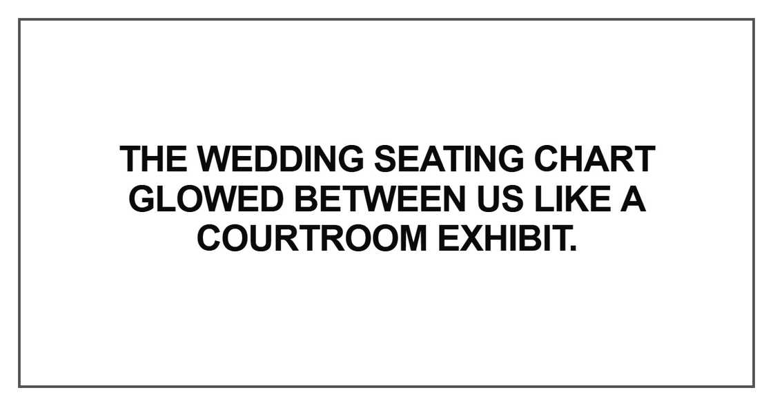 The wedding seating chart glowed