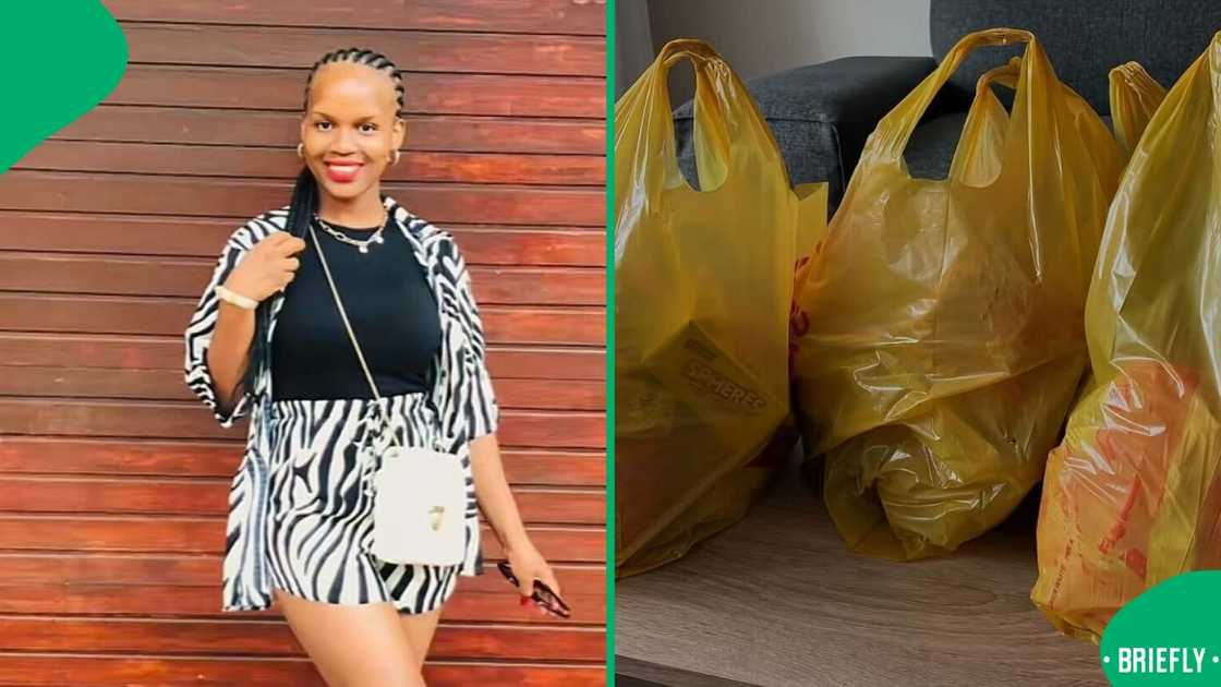 A young woman shared her monthly grocery haul in a TikTok video.