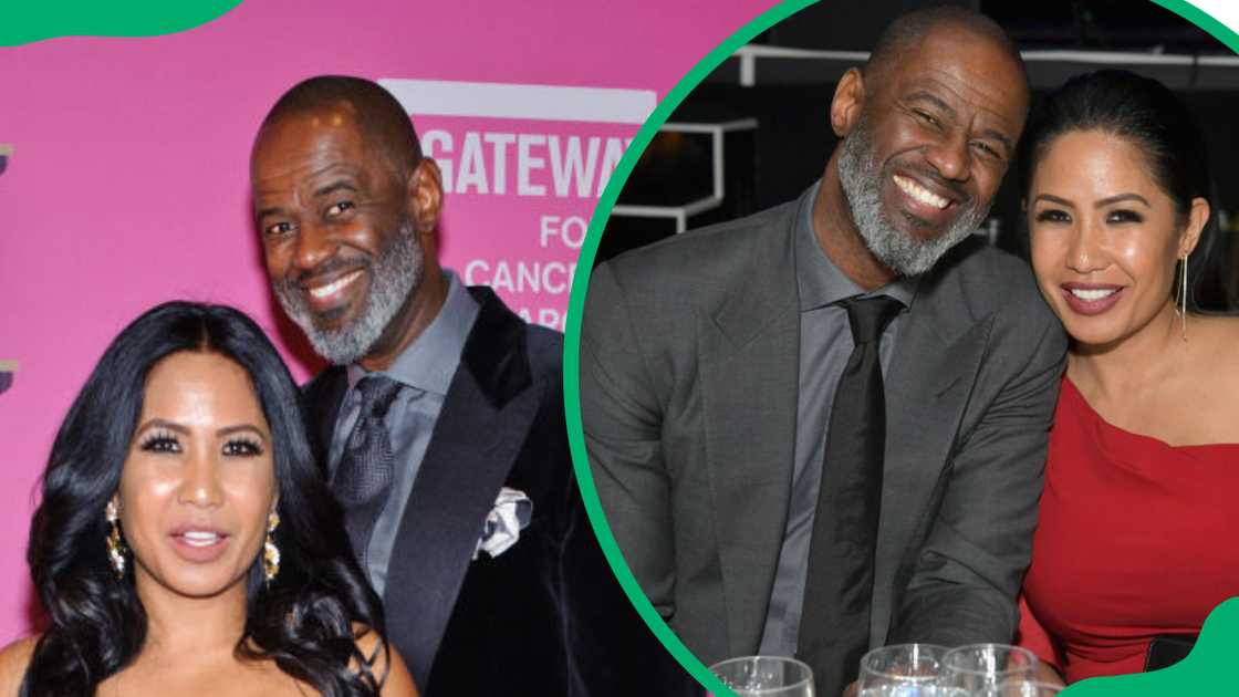 Brian McKnight and Leilani Malia Mendoza at the 2018 Greatest Gateway Gala (L). The couple during Celebrity Fight Night XXV in 2019 (R)