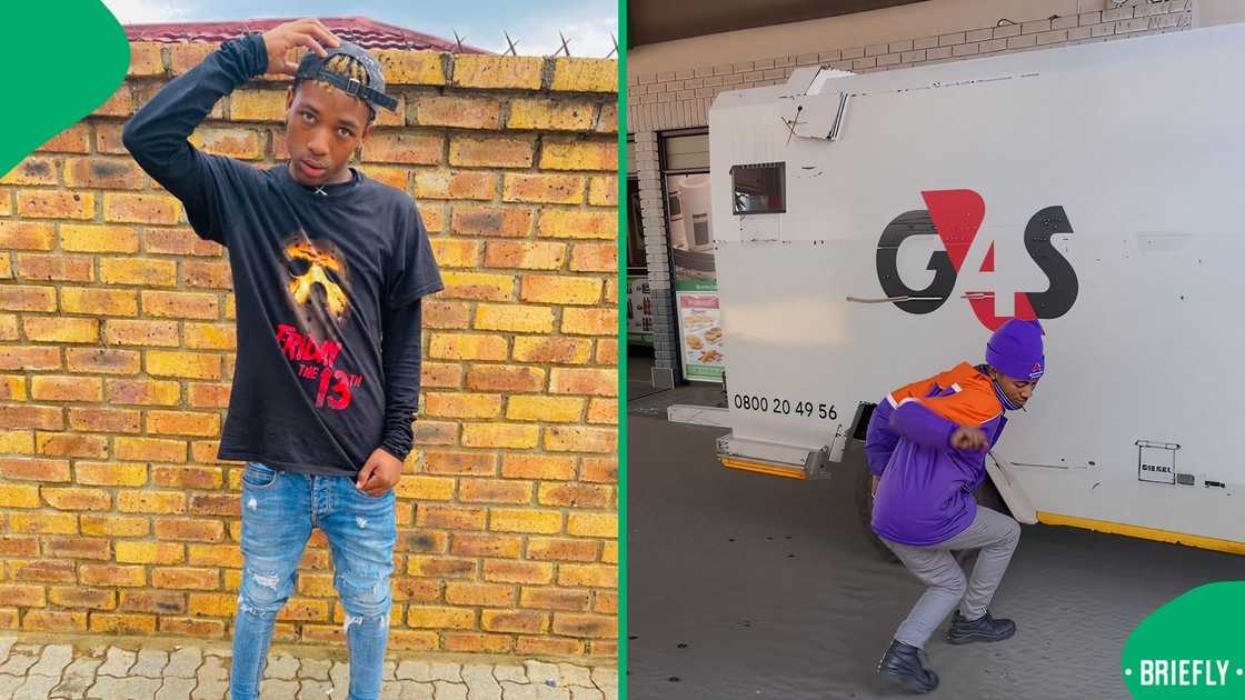 The man even touched the G4S cash-in-transit truck while performing his choreography