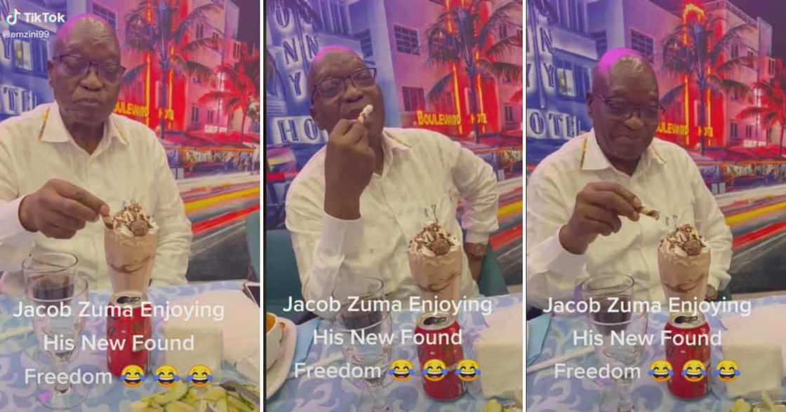 Jacob Zuma was delighted by the milkshake he had. Jacob Zuma was delighted by the milkshake he had.