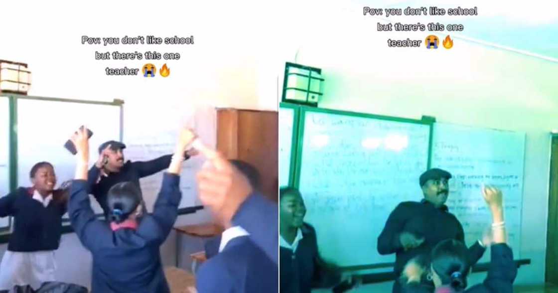 TikTok video of Steve Harvey look alike who is a teacher dancing with students