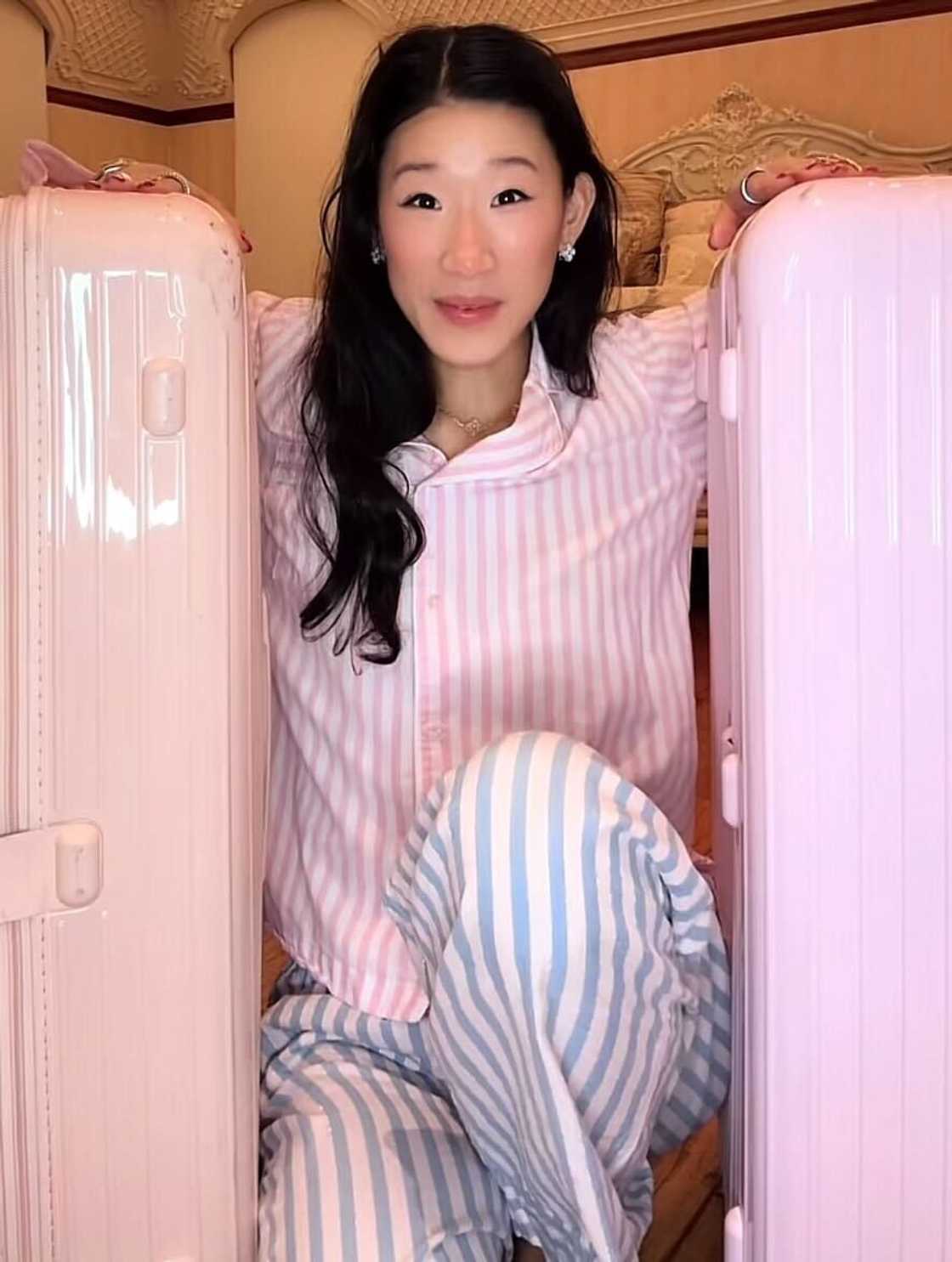 A woman showcased how she created TikTok video content. A woman showcased how she created TikTok video content.