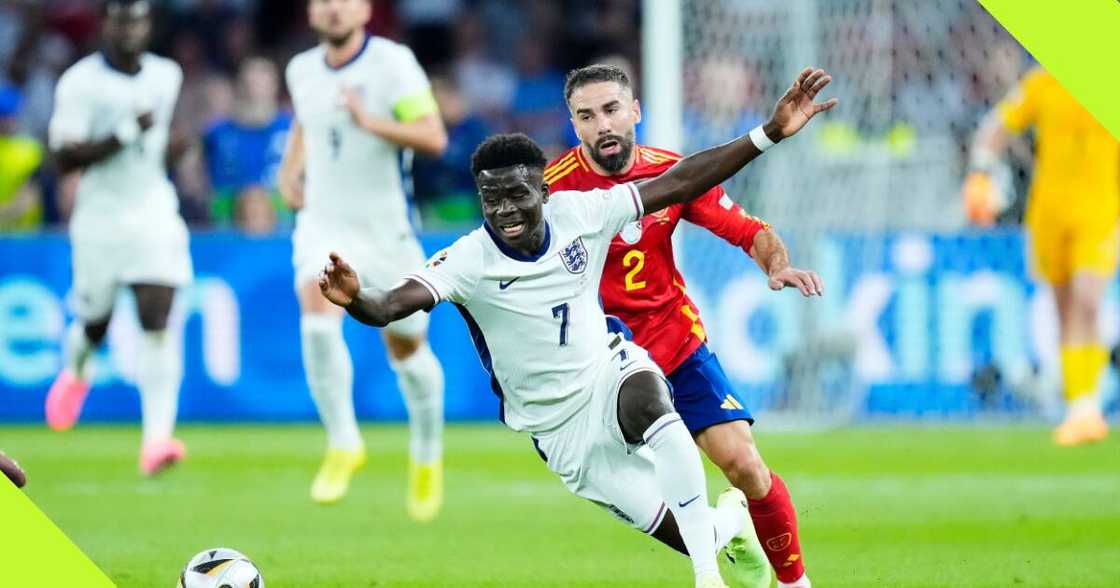 Bukayo Saka and Daniel Carvajal at the UEFA Euro final.