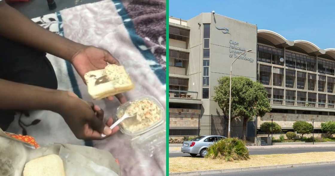 A TikTok video of CPUT students making a funny sandwich amid the res crisis has gone viral. A TikTok video of CPUT students making a funny sandwich amid the res crisis has gone viral.