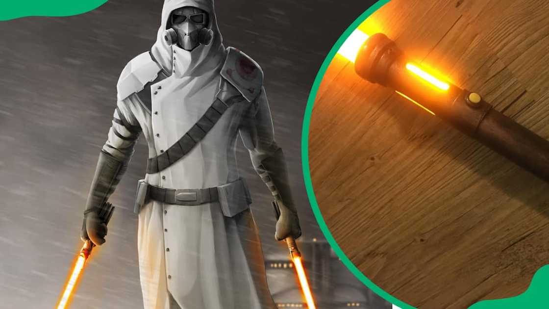 A wielder with orange lightsabers A wielder with orange lightsabers