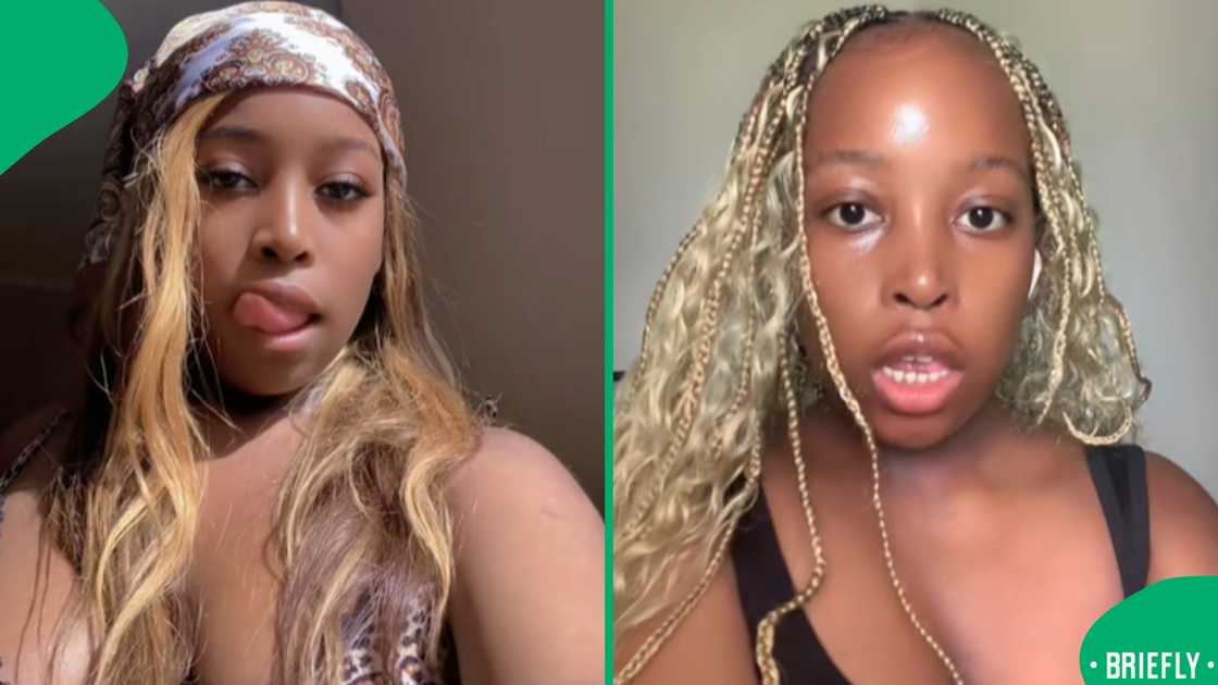 The image on the right showed a woman posing with her blonde braids The image on the right showed a woman posing with her blonde braids