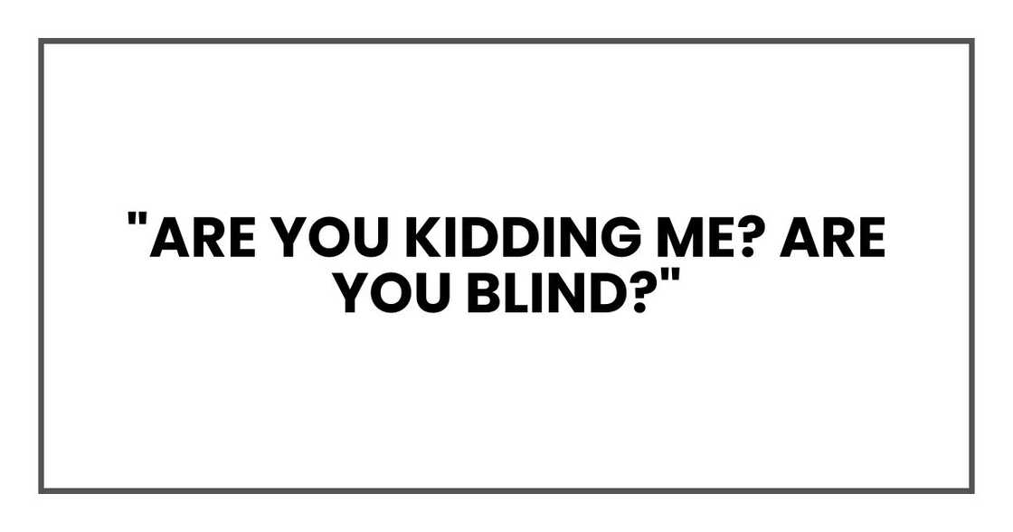 "Are you kidding me? Are you blind?"