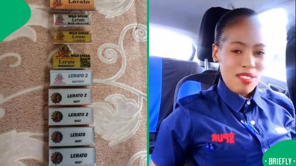 A collection of Spur name tags appeared in a visual that reflects steady progress in the service industry