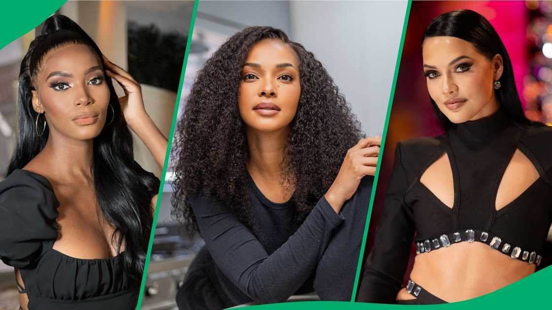 Three former Miss South Africa winners posed for a photo together Three former Miss South Africa winners posed for a photo together