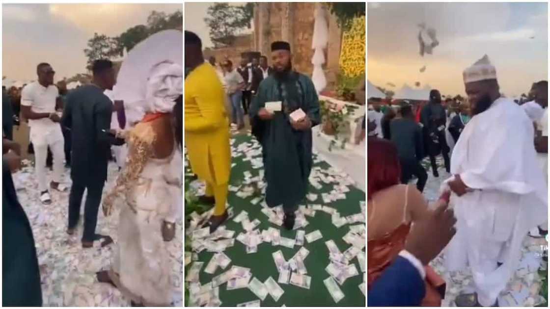 Video Shows Nigerian Men with Big bundles of naira notes 'raining' money on party guests Video Shows Nigerian Men with Big bundles of naira notes 'raining' money on party guests