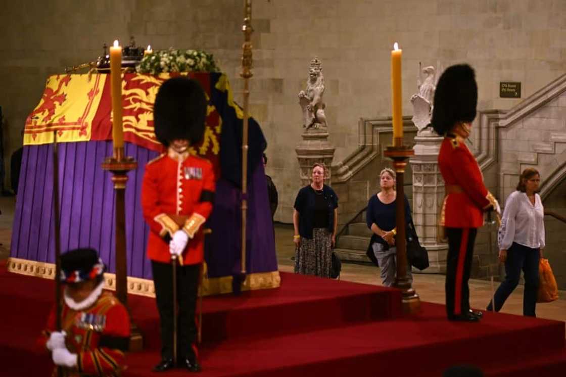 The first public mourners were allowed into the vast medieval Westminster Hall on Wednesday The first public mourners were allowed into the vast medieval Westminster Hall on Wednesday