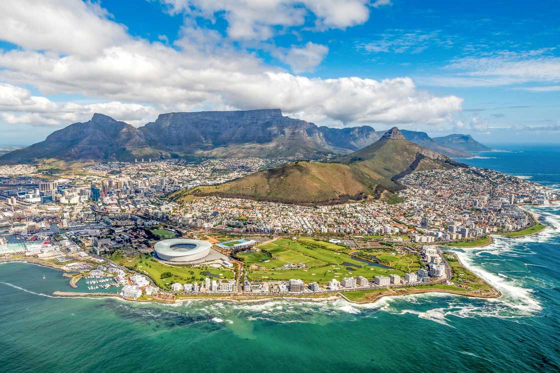 Cape Town and the 12 Apostles from above in South Africa Cape Town and the 12 Apostles from above in South Africa