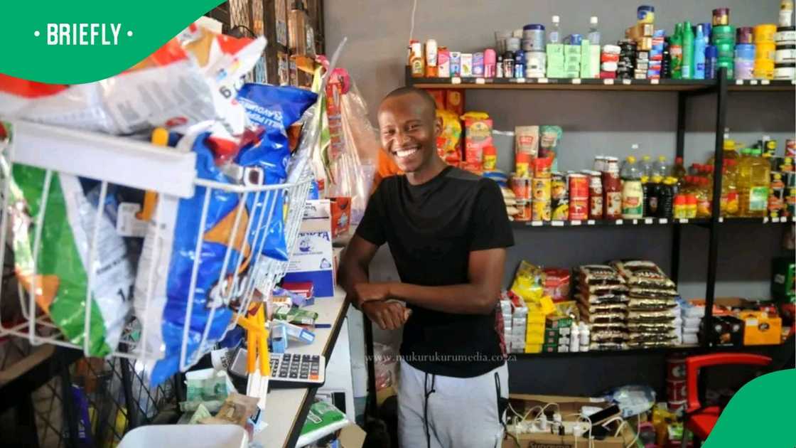 Junior started his spaza shop from earning a very little salary Junior started his spaza shop from earning a very little salary