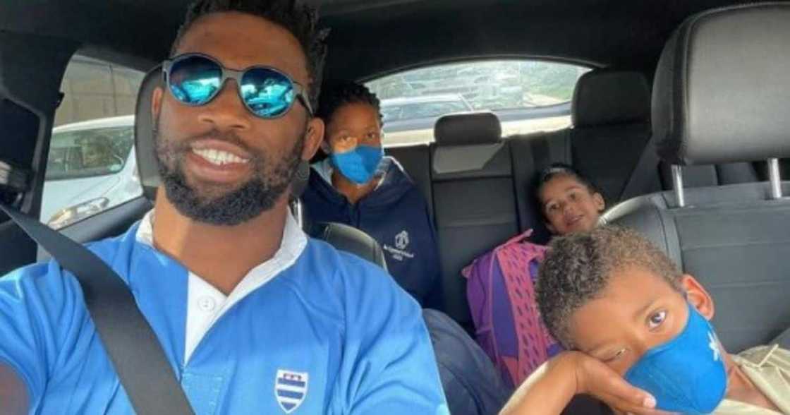 Springbok captain, Siya Kolisi, dad mode, back, Switzerland, school run, kids