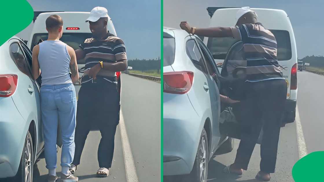 The driver held the woman's car door while trying to charm her