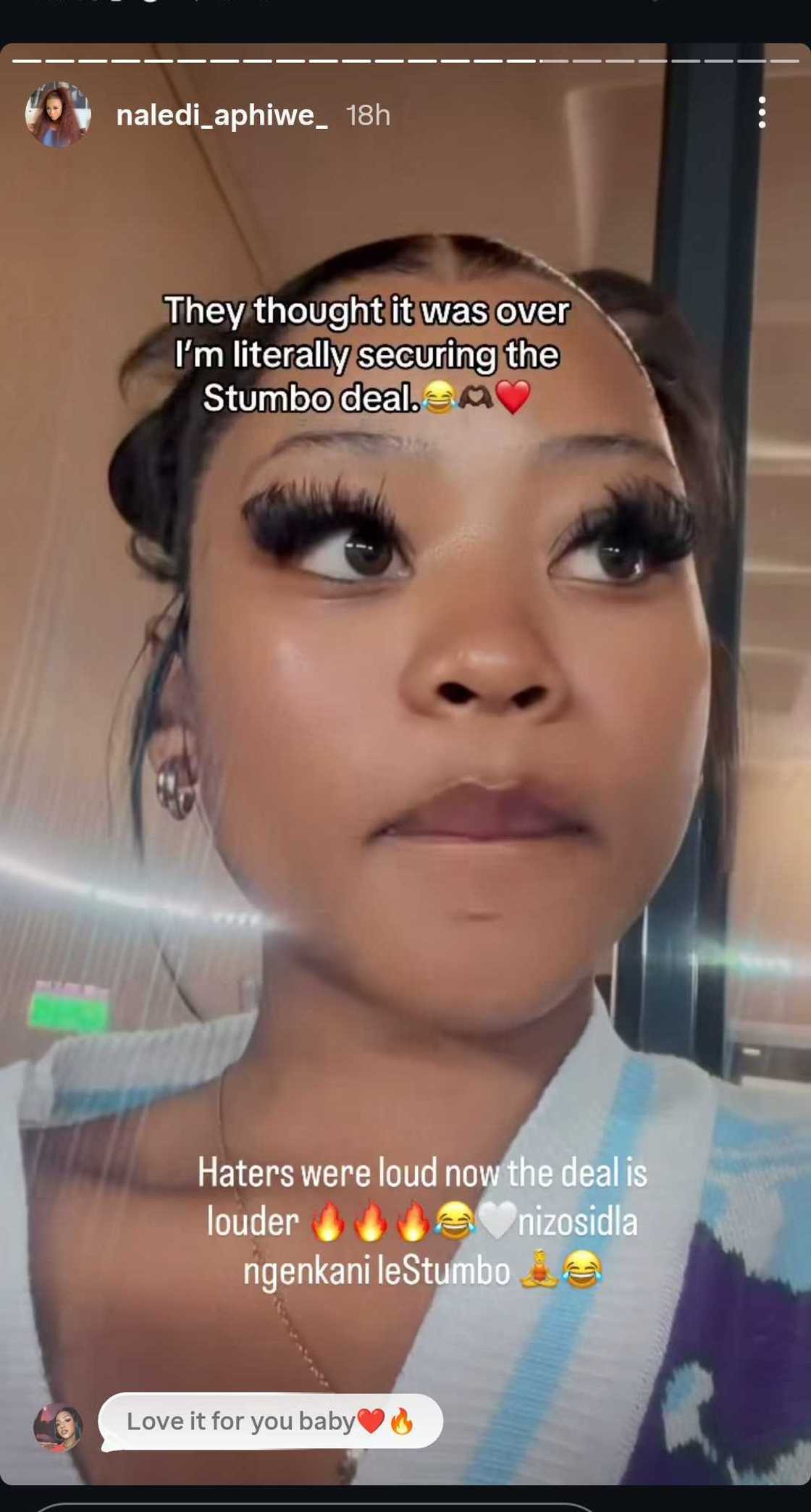 Naledi Aphiwe reacts after Stumbo clarifies R5 million deal