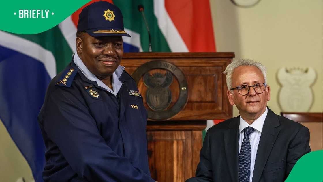National Police Commissioner Fannie Masemola and Acting Police Minister Firoz Cachalia National Police Commissioner Fannie Masemola and Acting Police Minister Firoz Cachalia