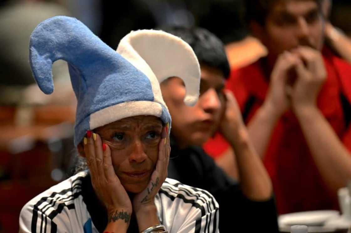 Argentina fans came decked out in the national colors of blue and white, to watch their team's first match of the World Cup Argentina fans came decked out in the national colors of blue and white, to watch their team's first match of the World Cup