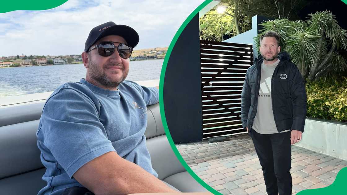 Malcolm Wentzel during a fishing trip, and he stands in his compound