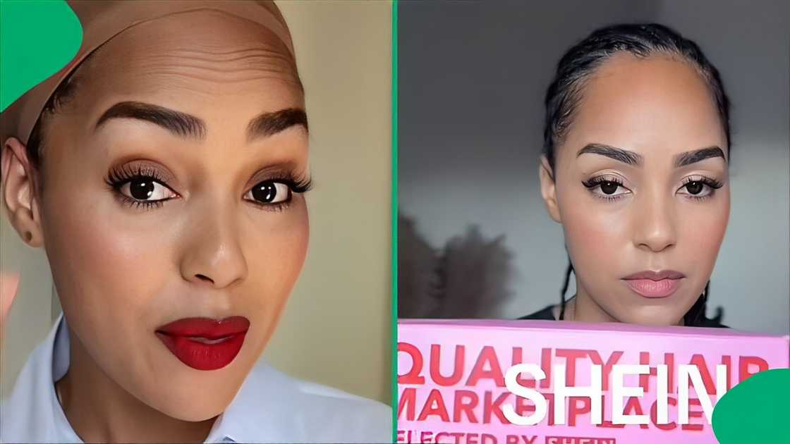 A woman unveiled her glueless wig from Shein in a TikTok video.