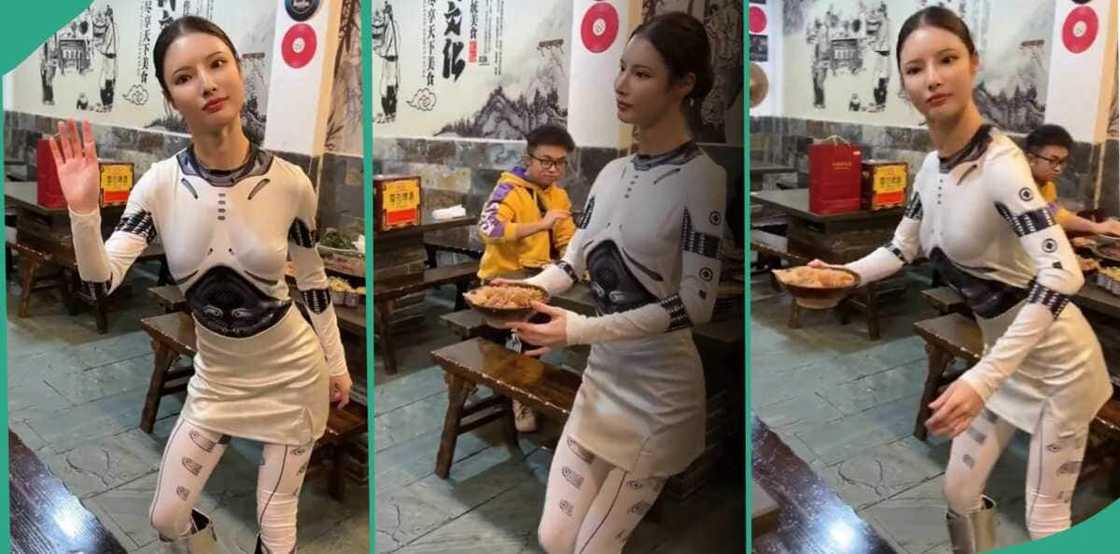 Robot serving food at a restaurant. Robot serving food at a restaurant.