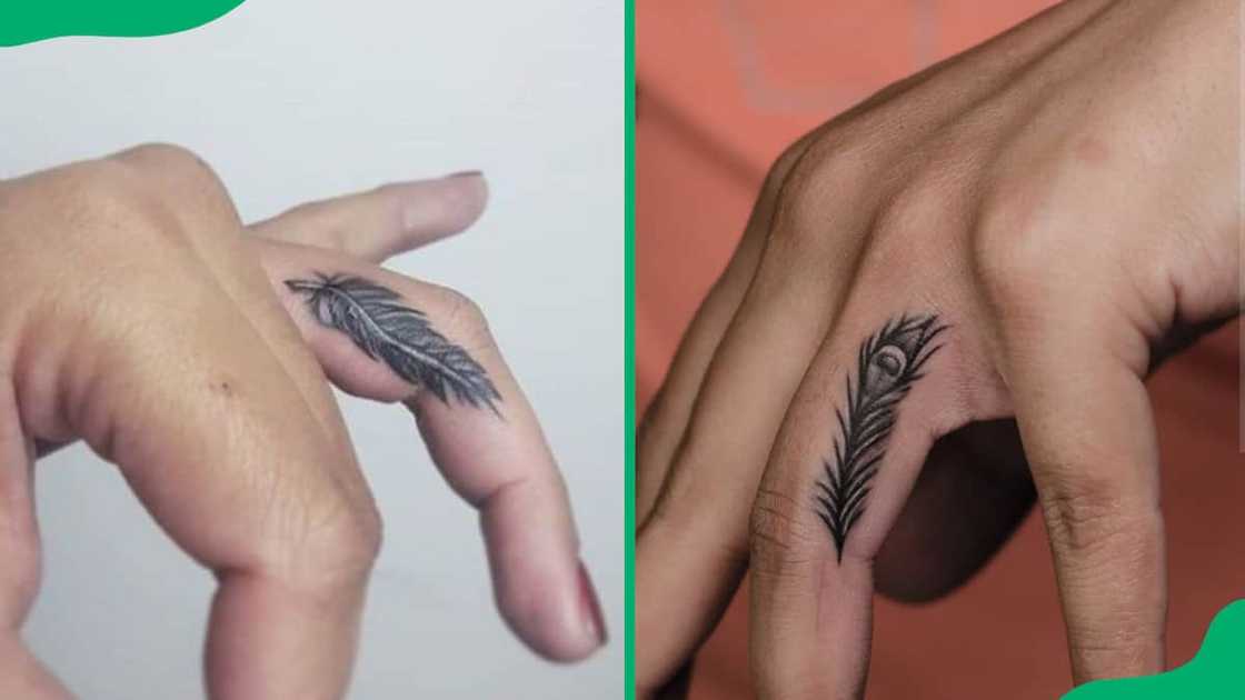 Feather finger tattoo Feather finger tattoo