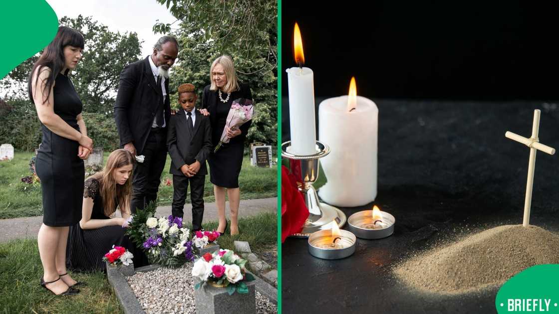 The image on the right showed candles often used at a funeral The image on the right showed candles often used at a funeral