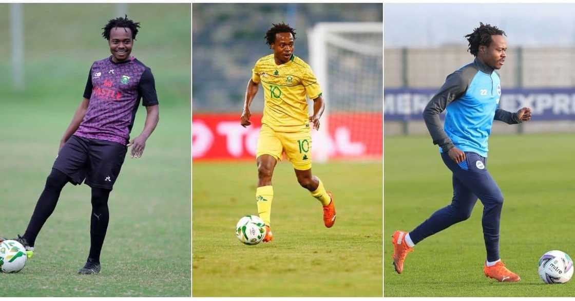Bafana Bafana fans have shared mixed reactions to Percy Tau's arrival. Image: Twitter Bafana Bafana fans have shared mixed reactions to Percy Tau's arrival. Image: Twitter