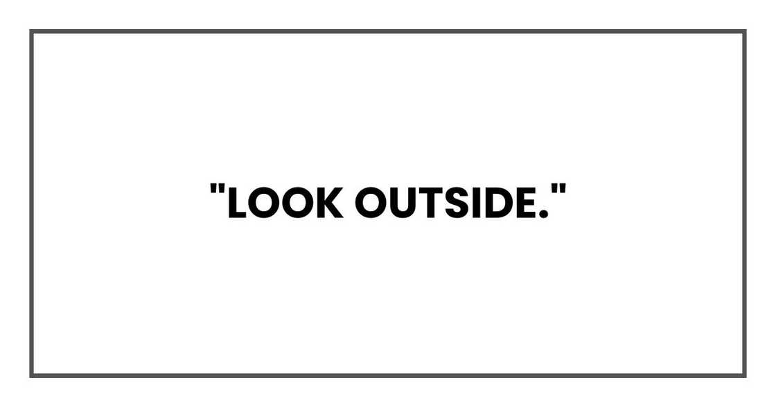 "Look outside." "Look outside."