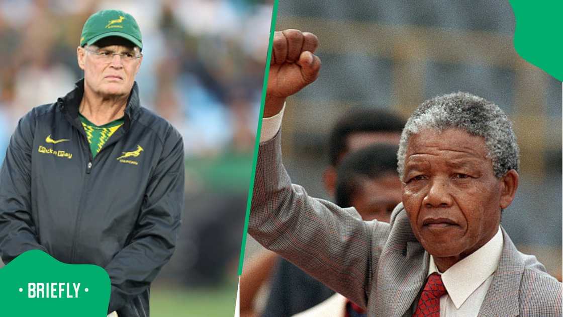 Nelson Mandela, Rassie Erasmus, Springboks, South Africa Nelson Mandela, Rassie Erasmus, Springboks, South Africa