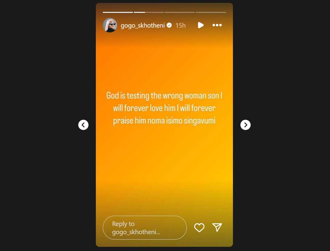 Gogo Skhotheni shared emotional messages about her son's health Gogo Skhotheni shared emotional messages about her son's health