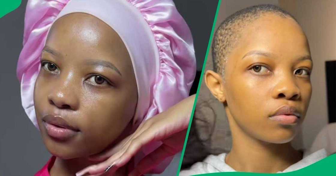 A TikTok video shows a woman unveiling her glueless wig. A TikTok video shows a woman unveiling her glueless wig.